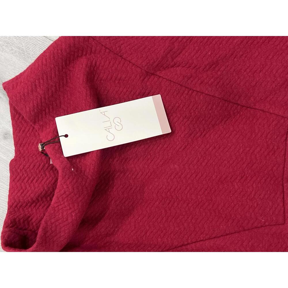 CALIA Women's Herringbone Funnel Neck Sweatshirt in red new - Picture 3 of 6